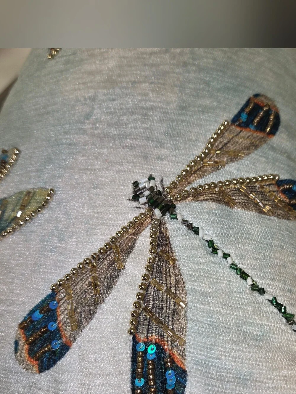 Farmhouse by Rachel Ashwell beaded dragonfly Lumbar Accent Pillow